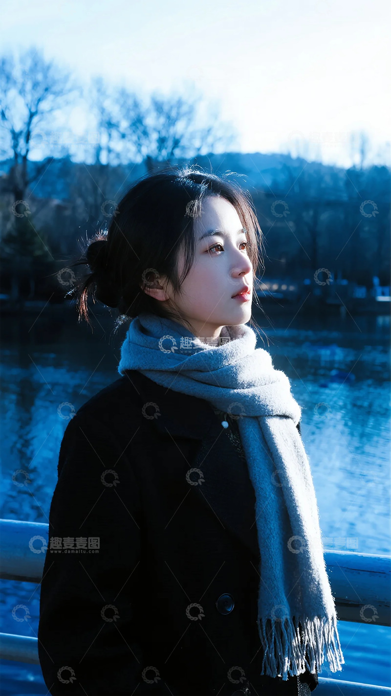 高清大图下载【趣麦麦图】冬日湖畔女性写真