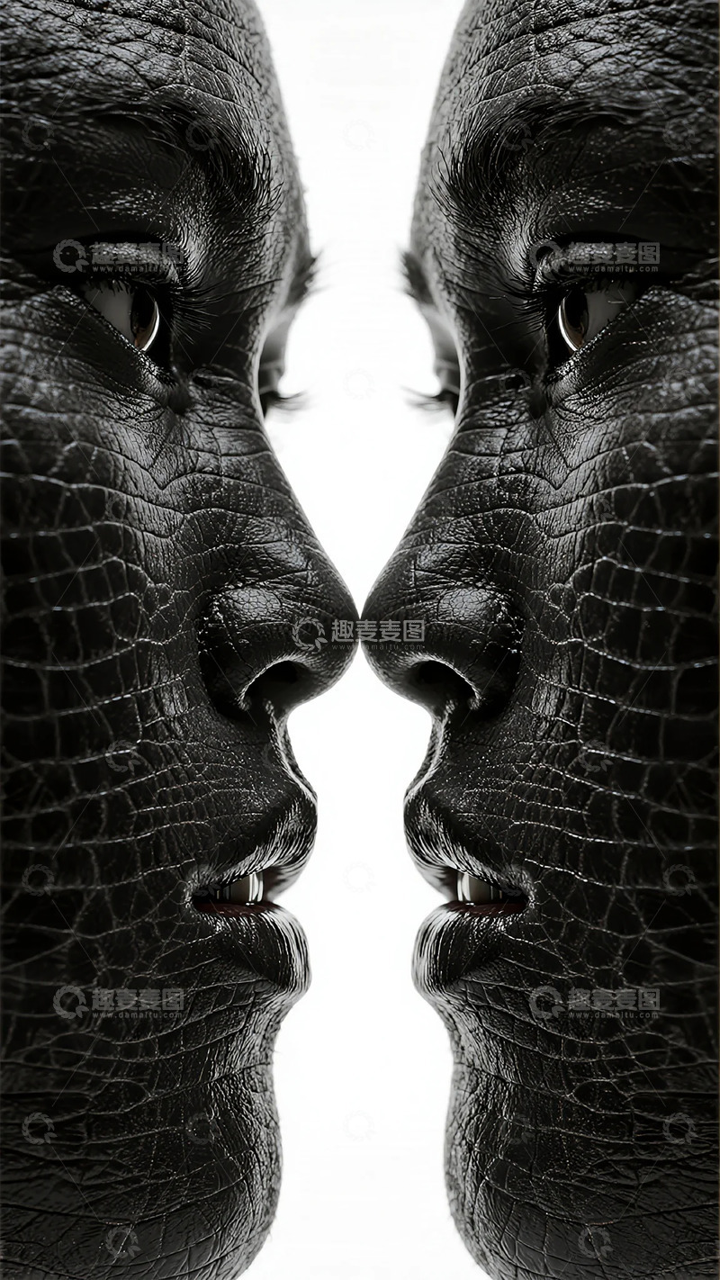 高清大图下载【趣麦麦图】对称黑皮肖像艺术摄影