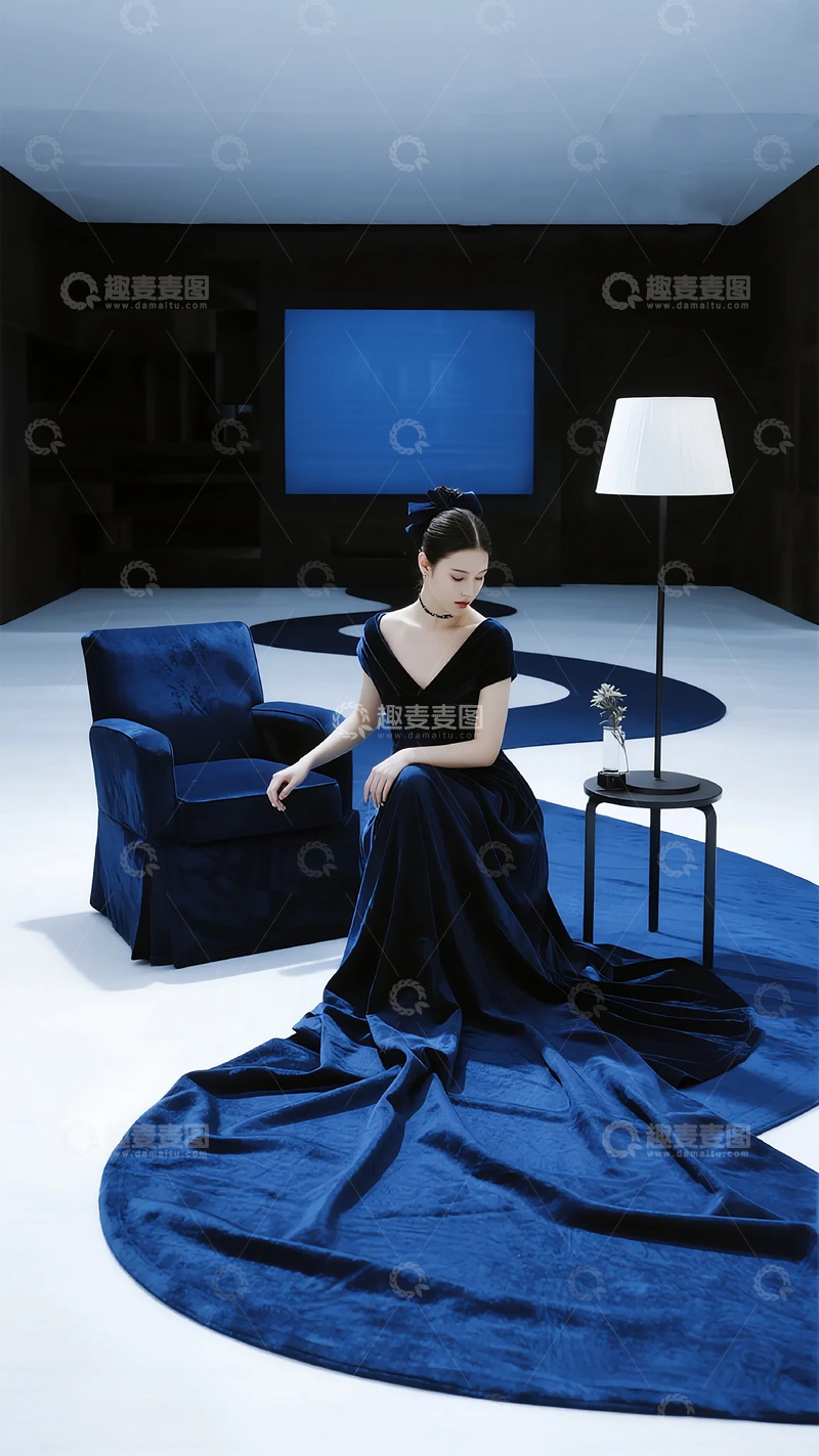 高清大图下载【趣麦麦图】蓝调室内时尚摄影