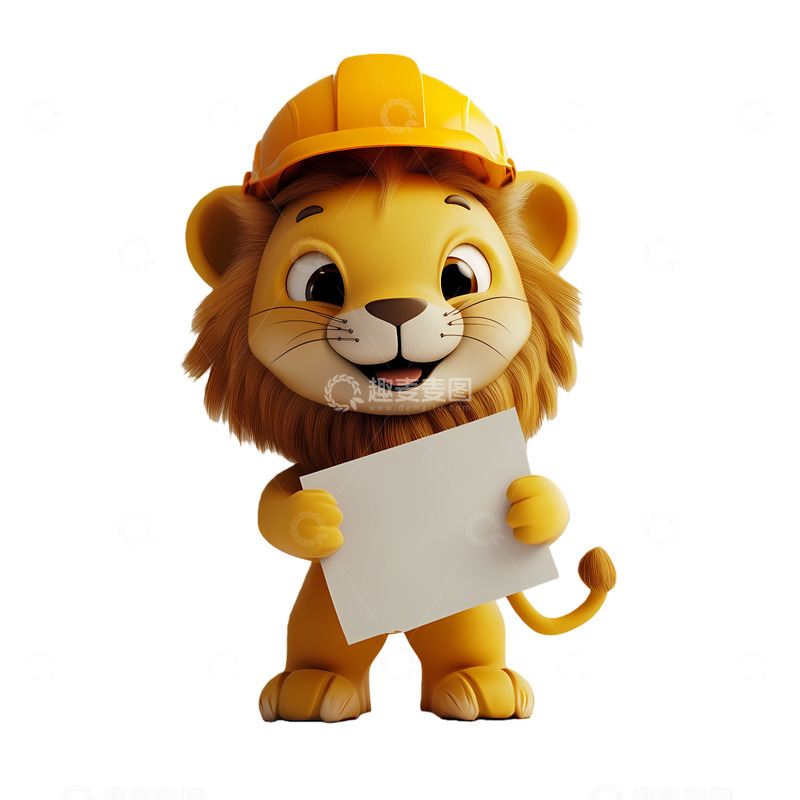高清大图下载【趣麦麦图】卡通狮子工程师宣传海报设计素材