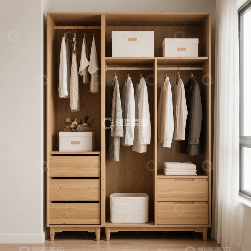 高清大图下载【趣麦麦图】北欧风格木质衣柜收纳设计