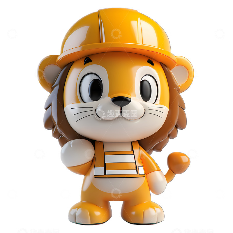 高清大图下载【趣麦麦图】可爱卡通狮子工人形象