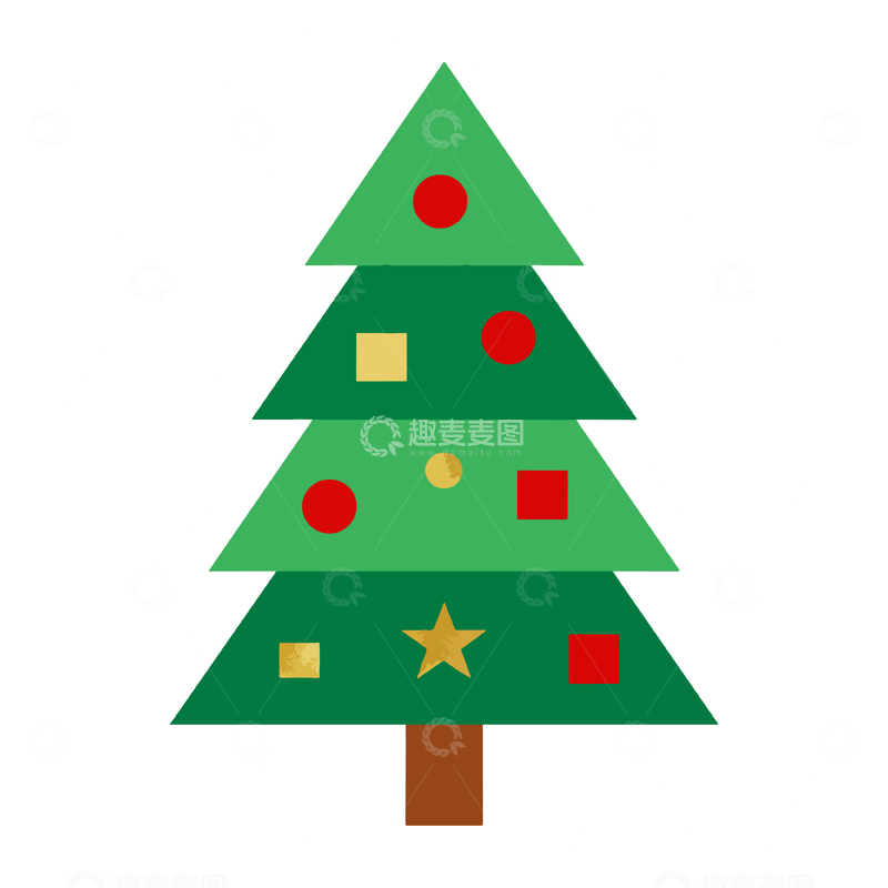 源文件下载【趣麦麦图】-卡通圣诞树节日装饰矢量图