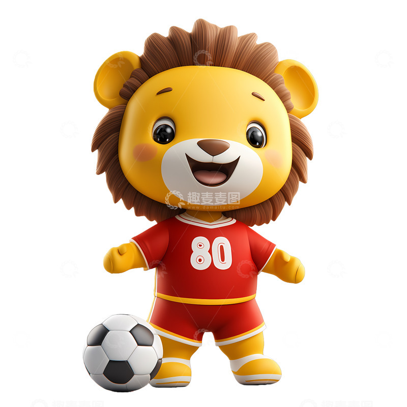 高清大图下载【趣麦麦图】卡通狮子足球运动设计素材