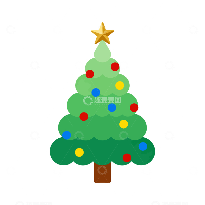 源文件下载【趣麦麦图】卡通圣诞树装饰矢量图