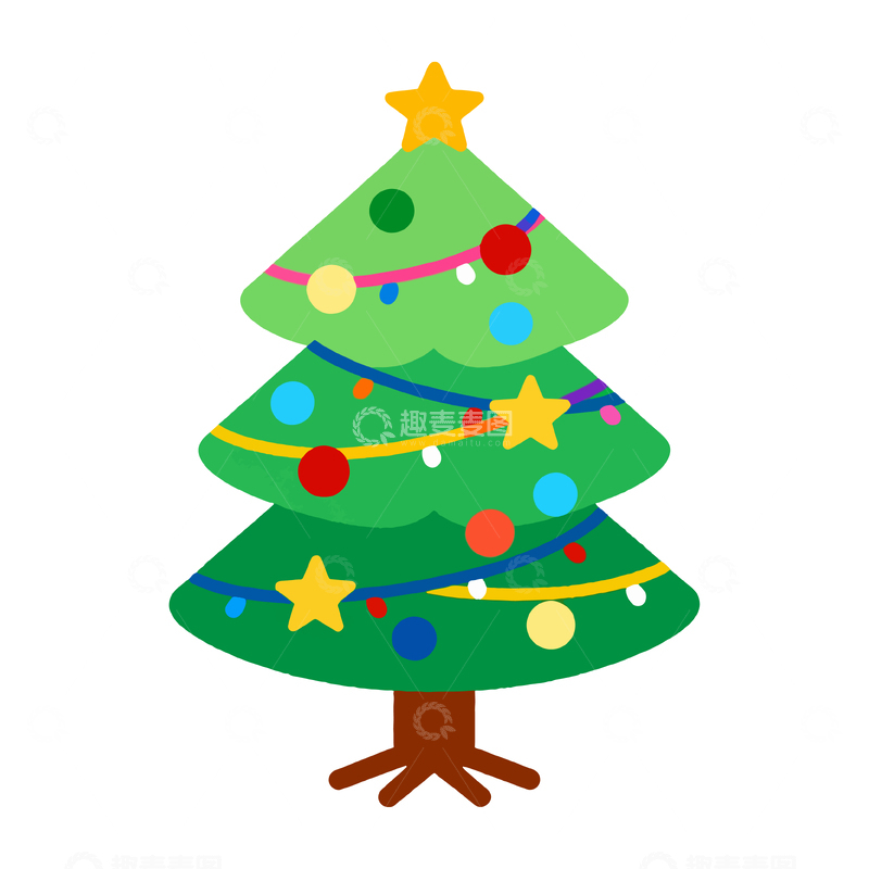 源文件下载【趣麦麦图】-卡通圣诞树装饰图案