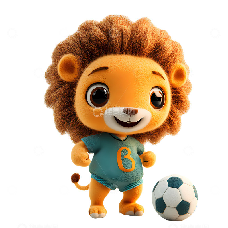 高清大图下载【趣麦麦图】卡通狮子足球动画角色设计