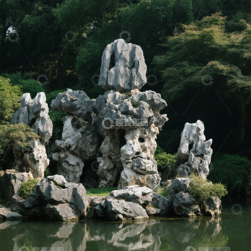 高清大图下载【趣麦麦图】中国古典园林假山景观