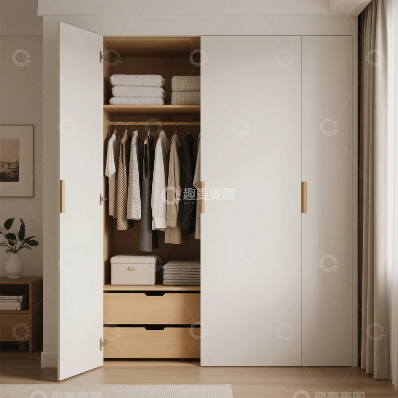 高清大图下载【趣麦麦图】简约白色衣柜家居收纳设计