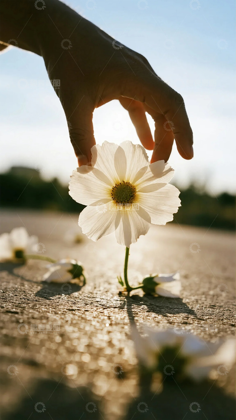 高清大图下载【趣麦麦图】手指轻触白花