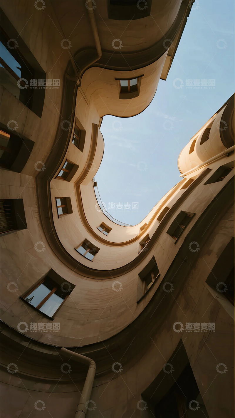 高清大图下载【趣麦麦图】现代建筑圆形天井视角