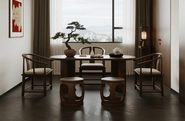 中式风格茶室家具布置