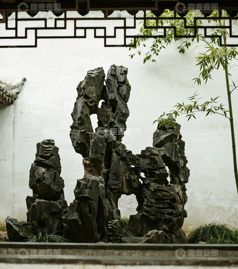 高清大图下载【趣麦麦图】古典园林假山石景观
