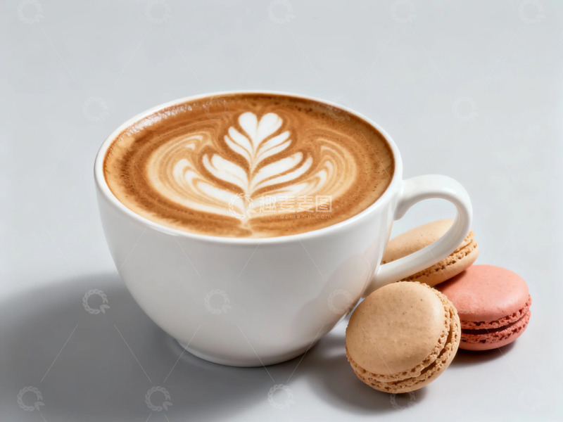 高清大图下载【趣麦麦图】咖啡拉花杯马卡龙下午茶