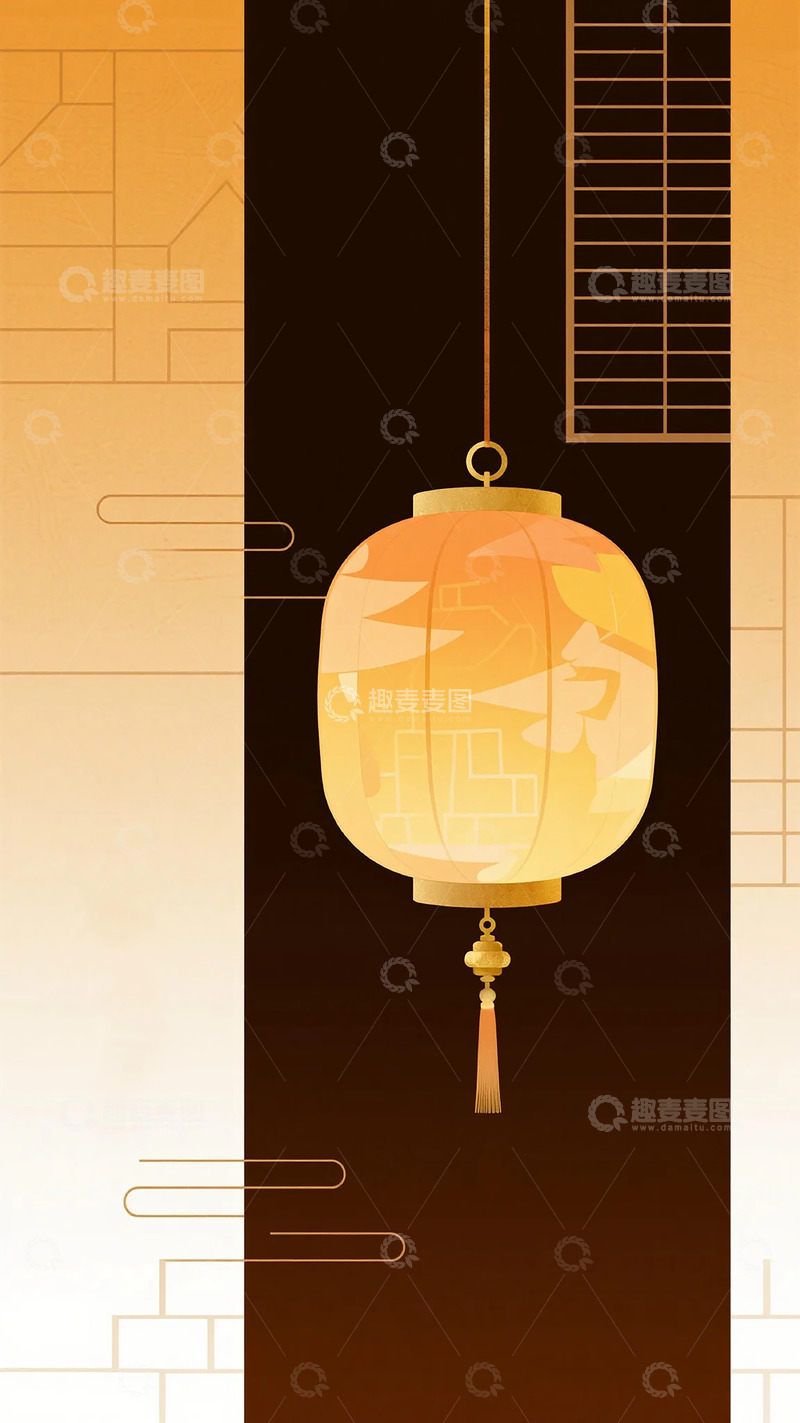 高清大图下载【趣麦麦图】古风灯笼装饰插画