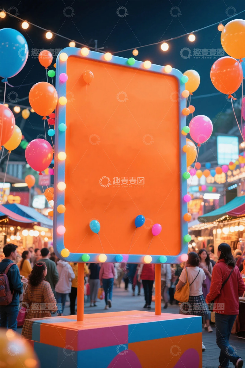 高清大图下载【趣麦麦图】节庆庆典彩色气球展示板