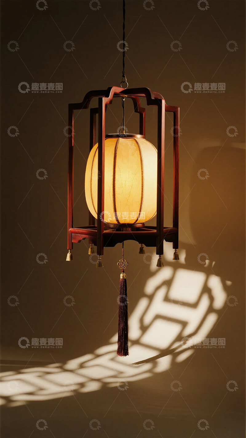 高清大图下载【趣麦麦图】中式灯笼光影装饰画