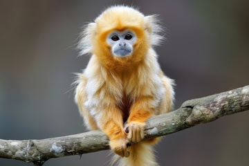 站在树枝上的金丝猴