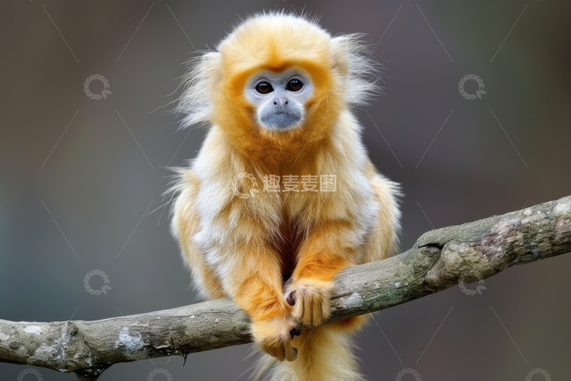 高清大图下载【趣麦麦图】站在树枝上的金丝猴