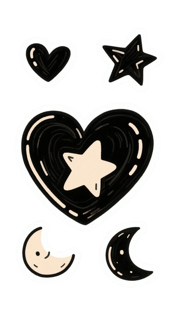 卡通星星月亮爱心贴纸