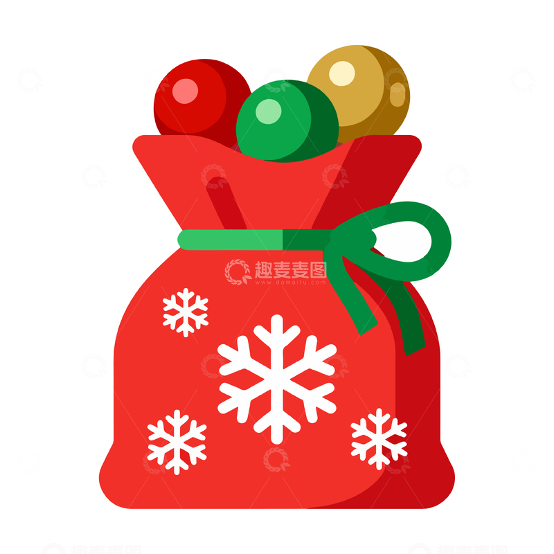 源文件下载【趣麦麦图】卡通圣诞节礼物袋插画