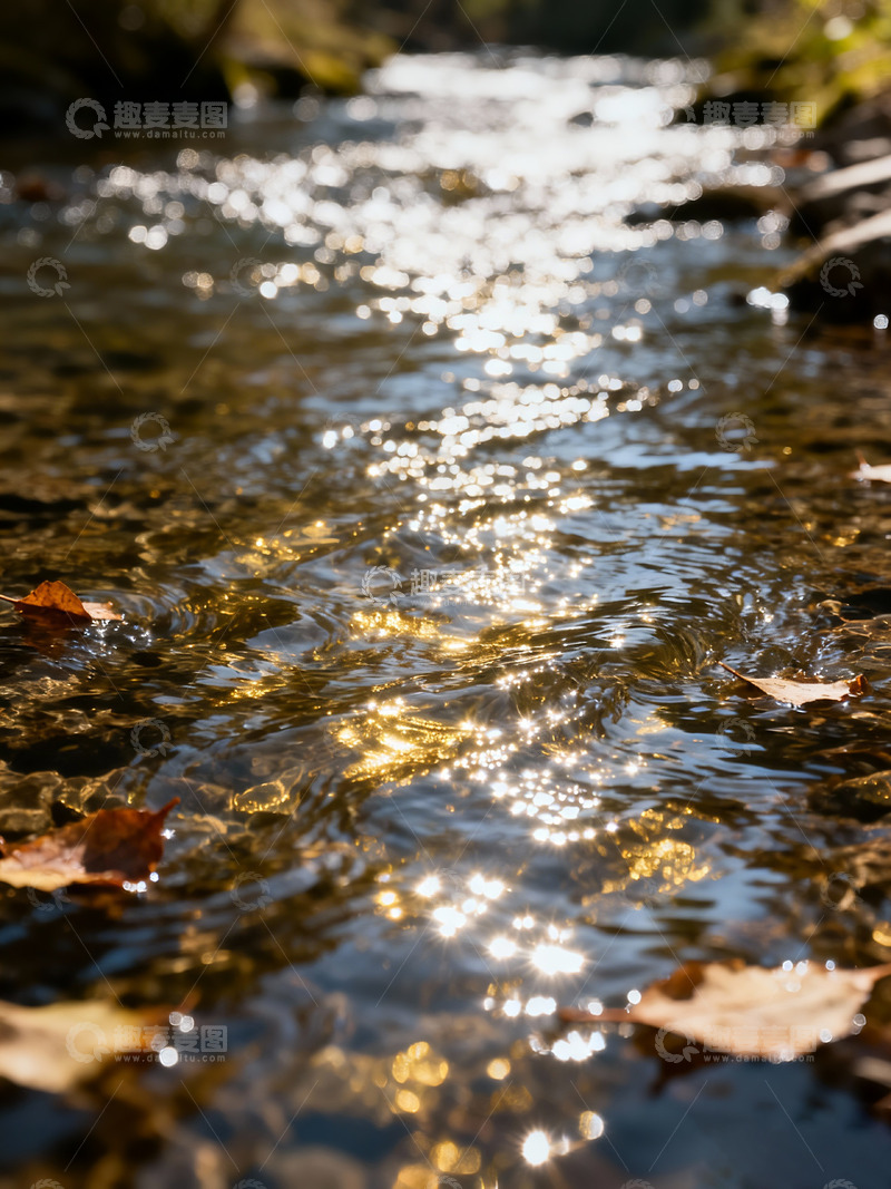高清大图下载【趣麦麦图】近景俯拍溪流表面1