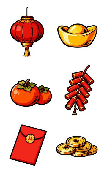 喜庆中国风春节元素插画