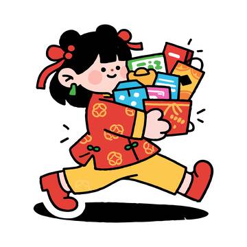卡通欢乐购物女孩插画