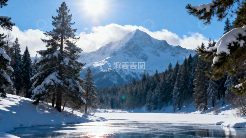 高清大图下载【趣麦麦图】 冰天雪地森林006