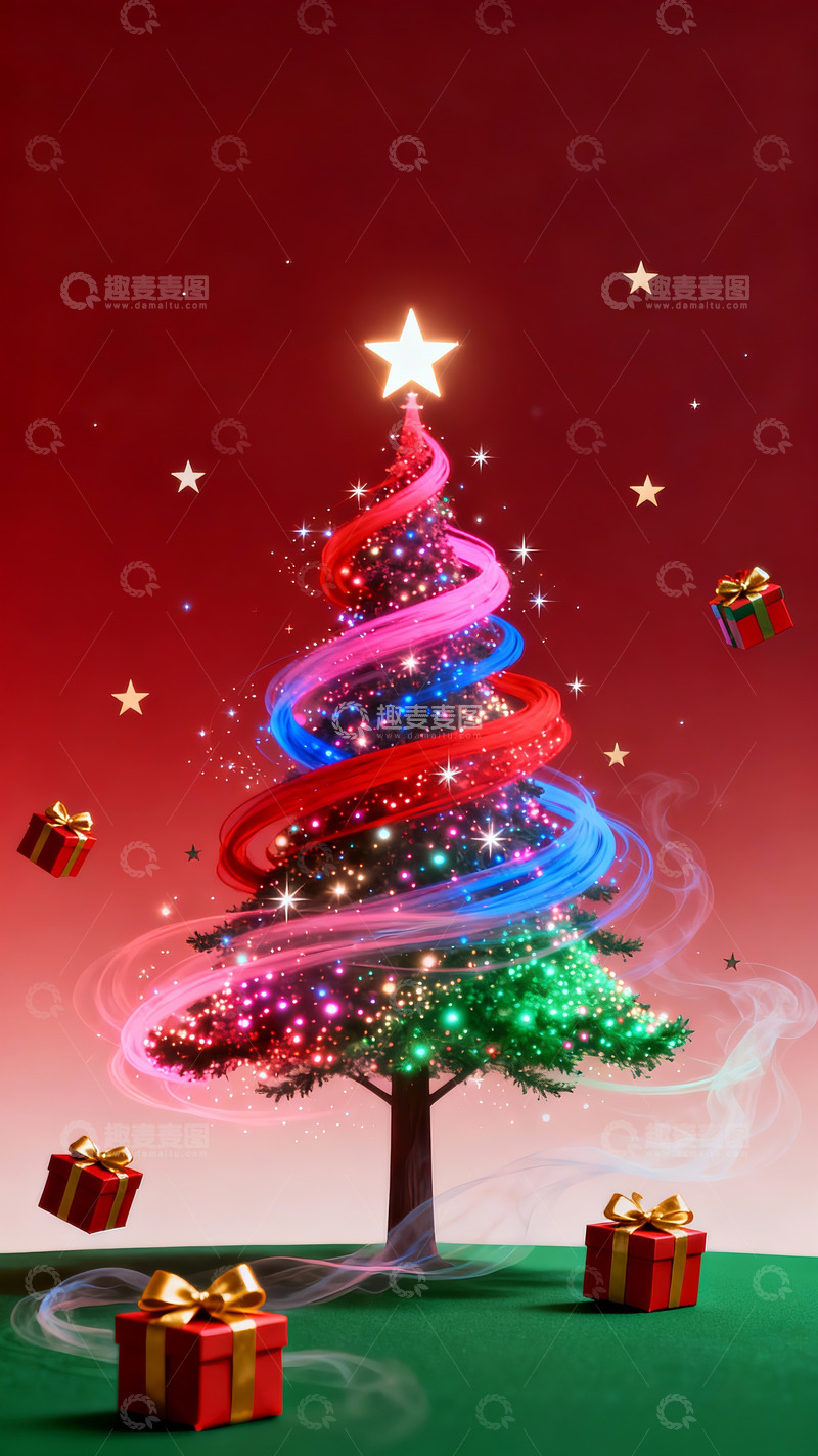 高清大图下载【趣麦麦图】螺旋状的圣诞树1