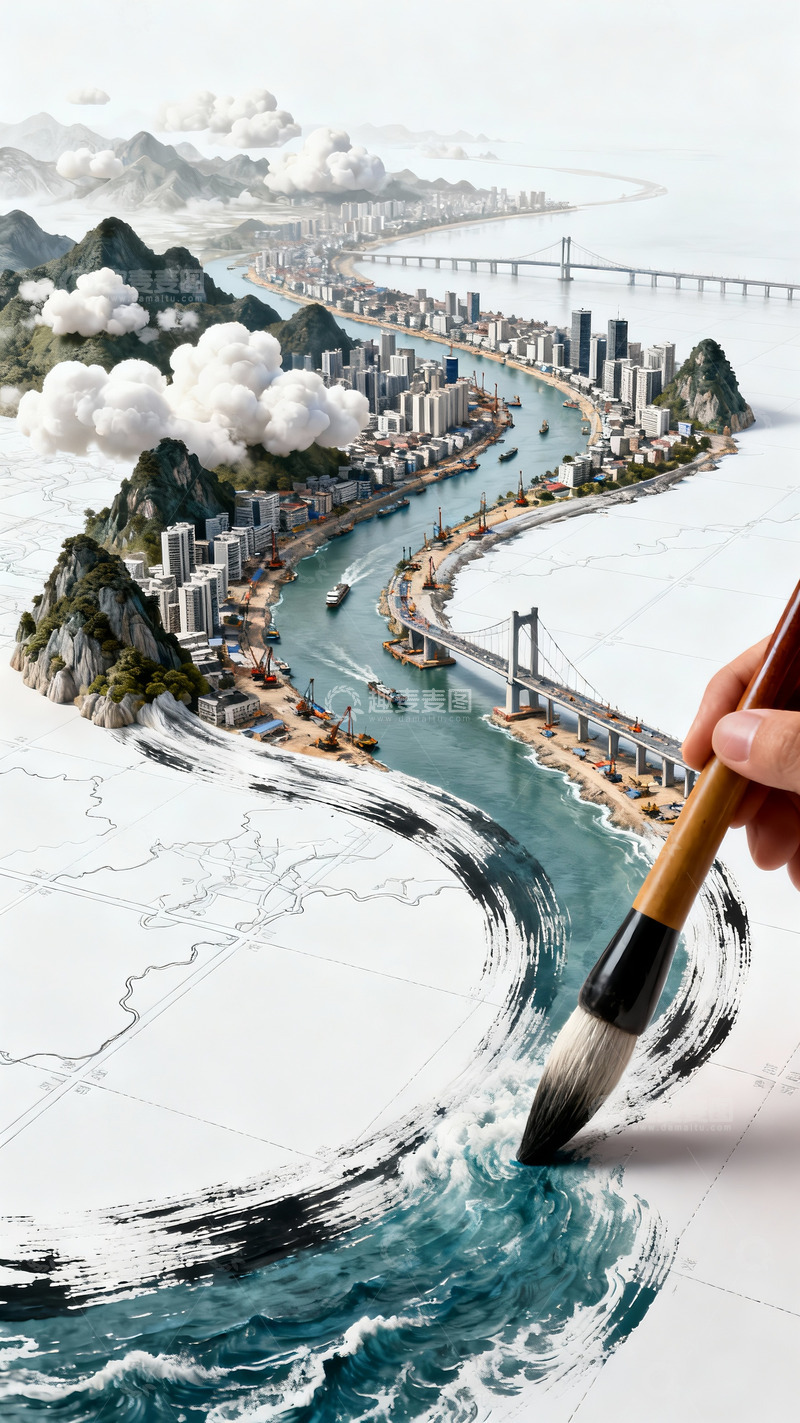 高清大图下载【趣麦麦图】-创意绘画城市景观发展过程