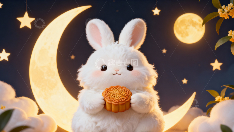 高清大图下载【趣麦麦图】中秋节玉兔月亮001