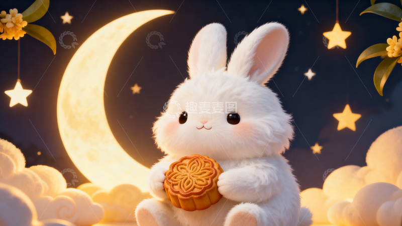 高清大图下载【趣麦麦图】中秋节玉兔月亮002