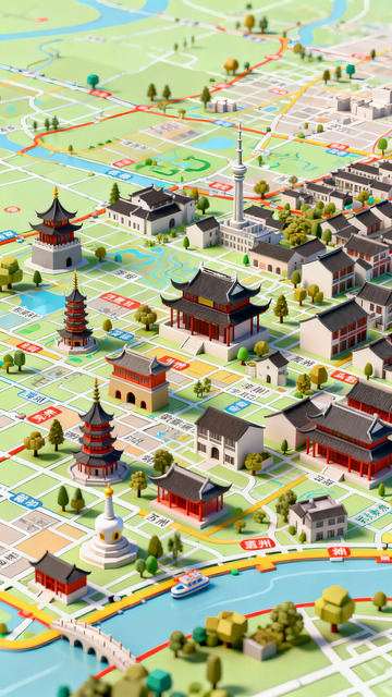 微缩城市景观模型地图