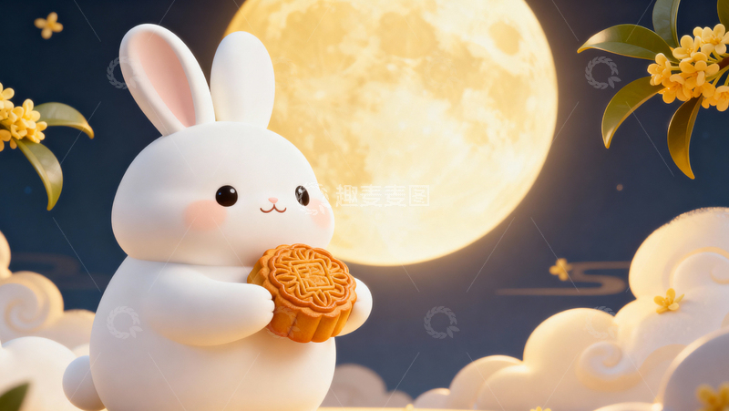 高清大图下载【趣麦麦图】中秋节玉兔月亮006