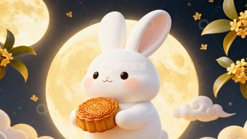 高清大图下载【趣麦麦图】中秋节玉兔月亮004