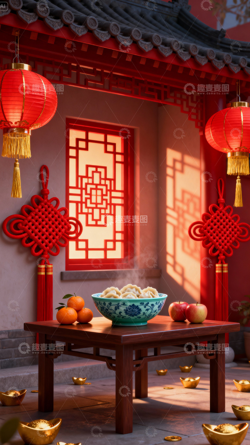 高清大图下载【趣麦麦图】新年元旦春节背景_竖屏003