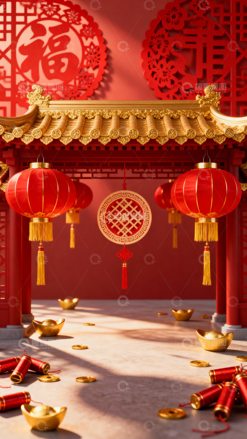 高清大图下载【趣麦麦图】新年元旦春节背景_竖屏019