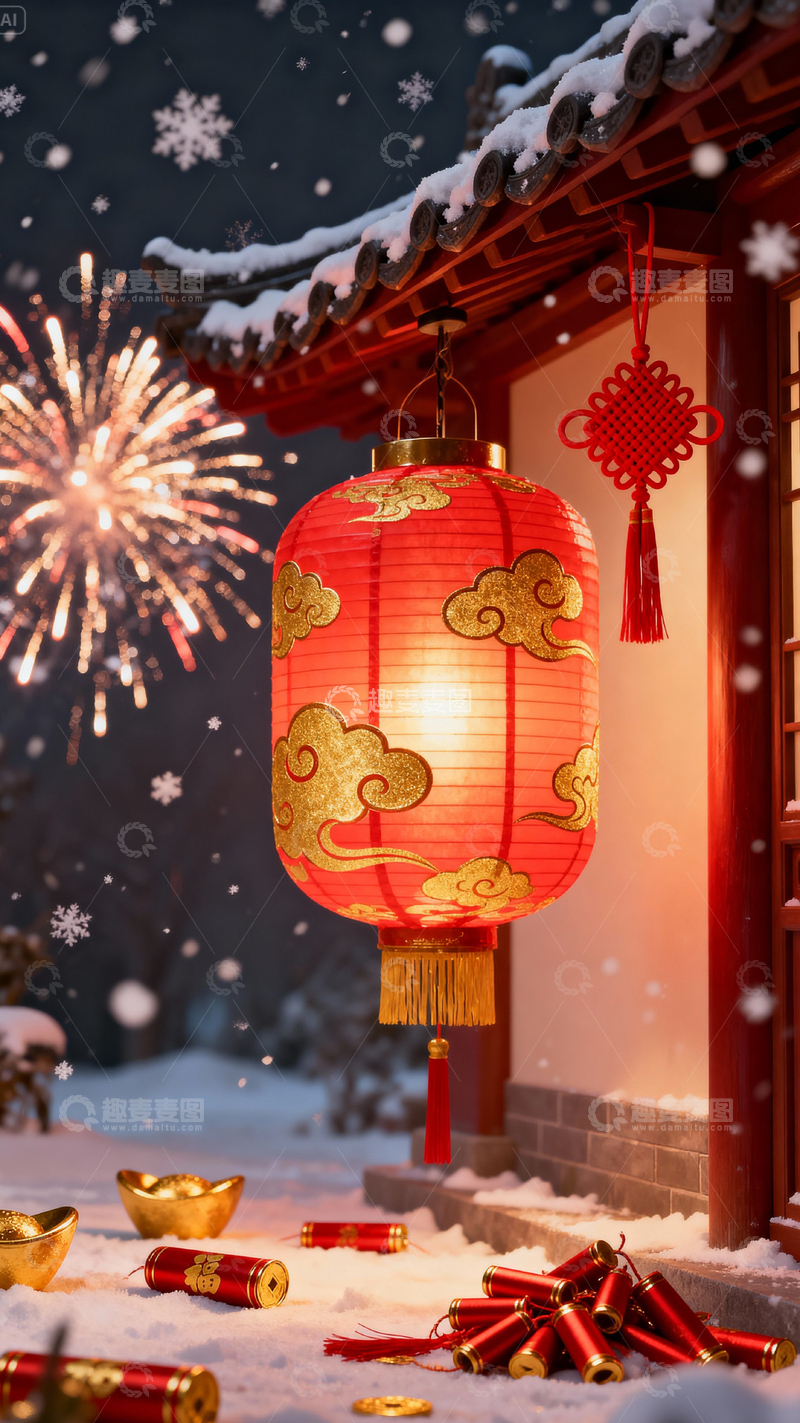 高清大图下载【趣麦麦图】新年元旦春节背景_竖屏013