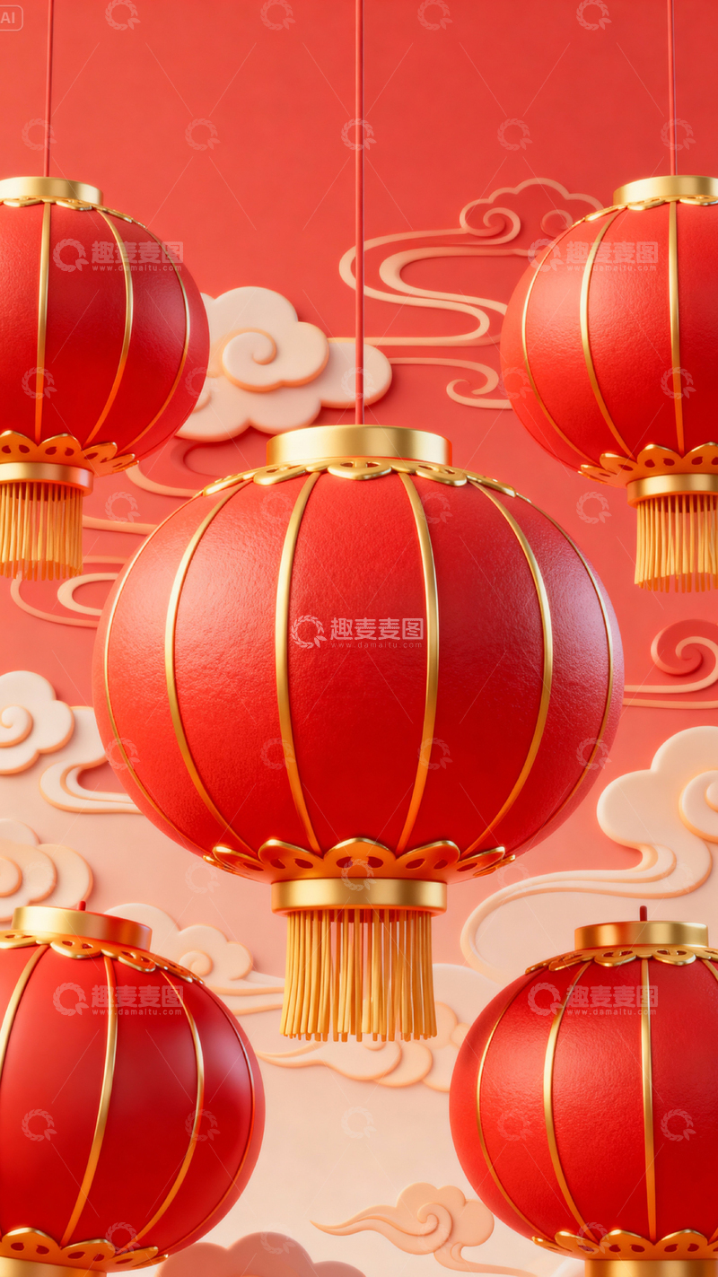 高清大图下载【趣麦麦图】新年元旦春节背景_竖屏006