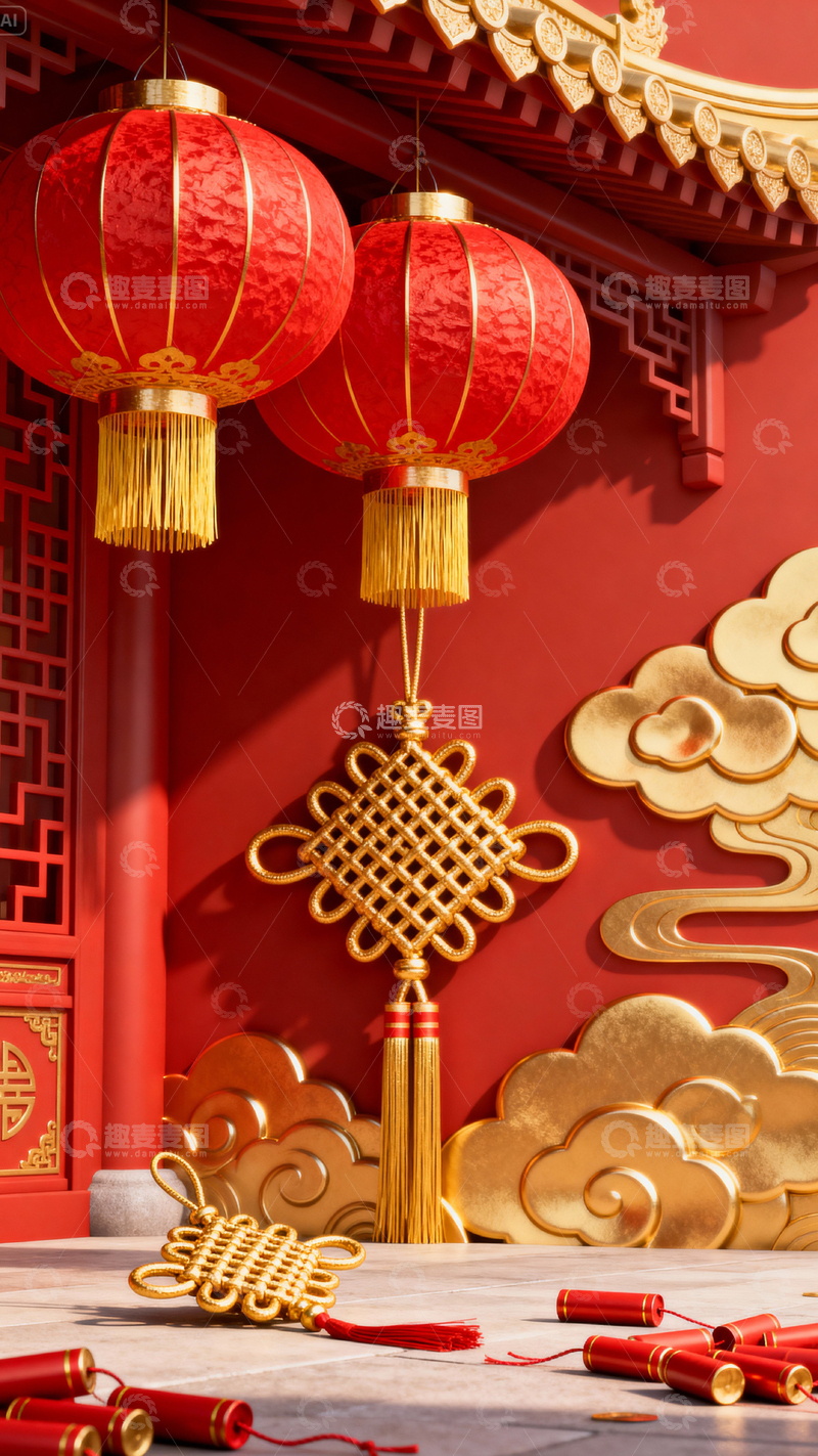 高清大图下载【趣麦麦图】新年元旦春节背景_竖屏015