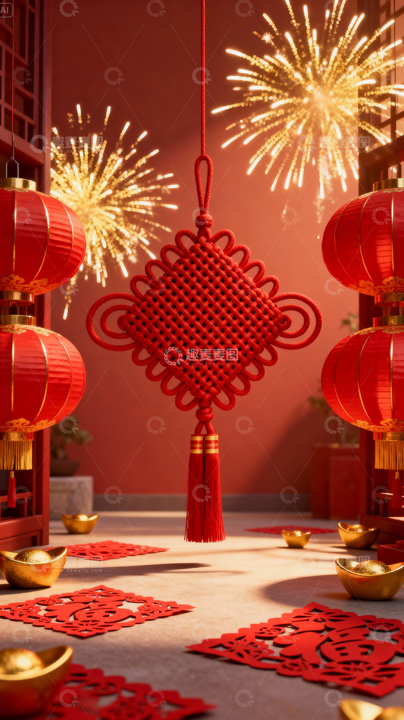 高清大图下载【趣麦麦图】新年元旦春节背景_竖屏022