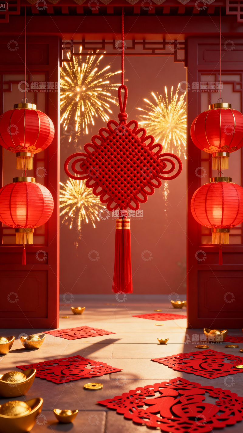 高清大图下载【趣麦麦图】新年元旦春节背景_竖屏049