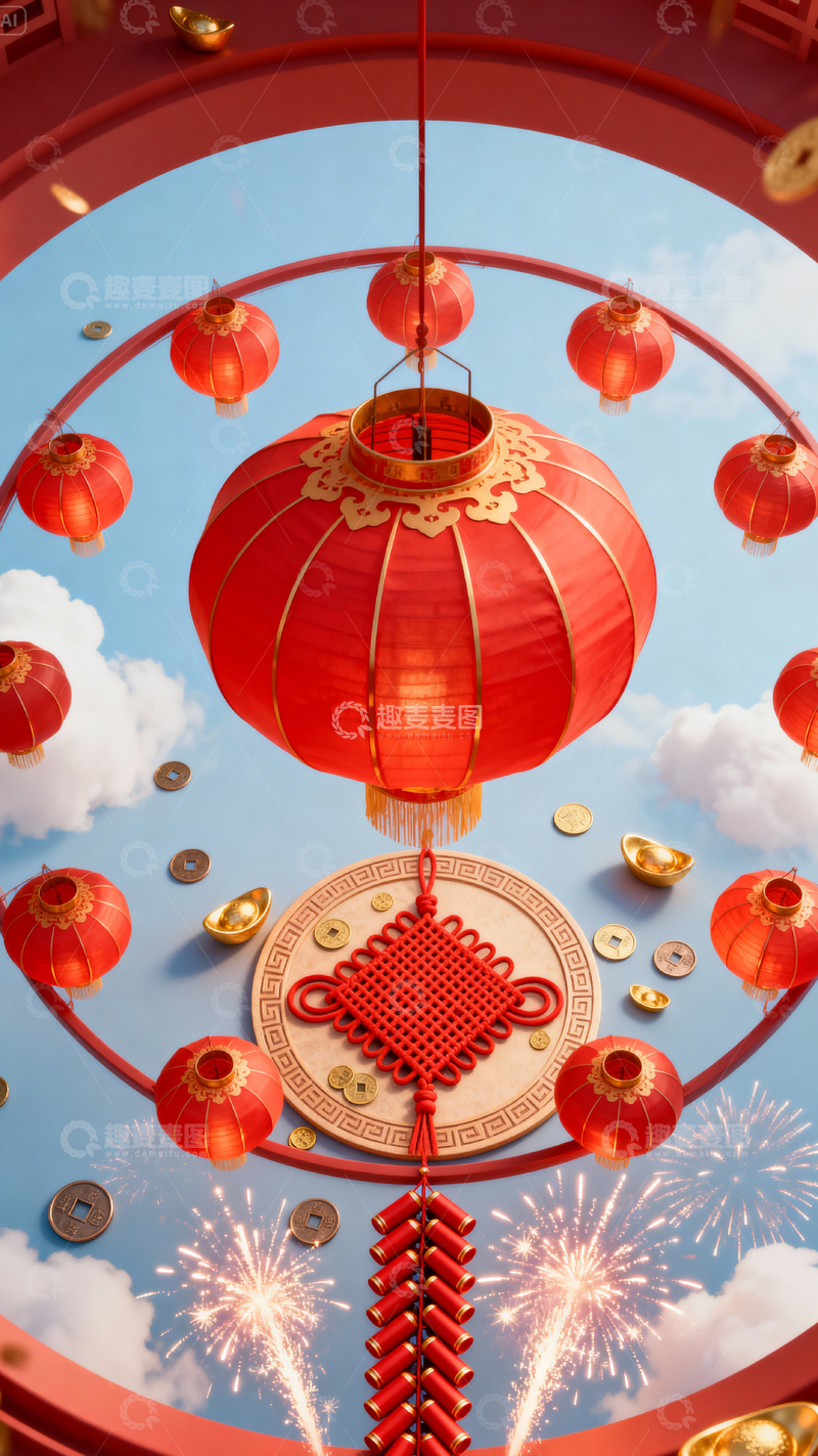 高清大图下载【趣麦麦图】新年元旦春节背景_竖屏030