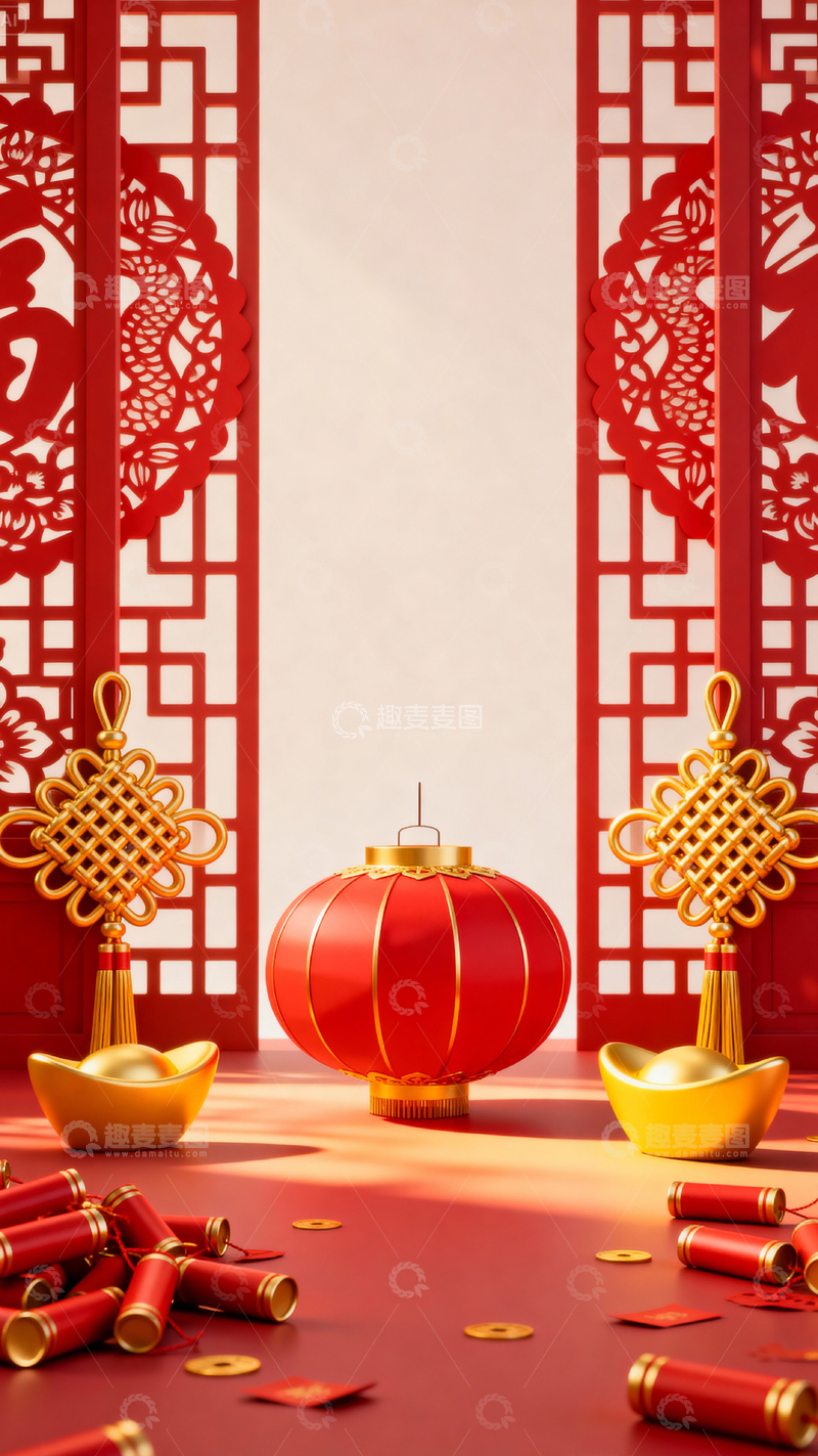 高清大图下载【趣麦麦图】新年元旦春节背景_竖屏036