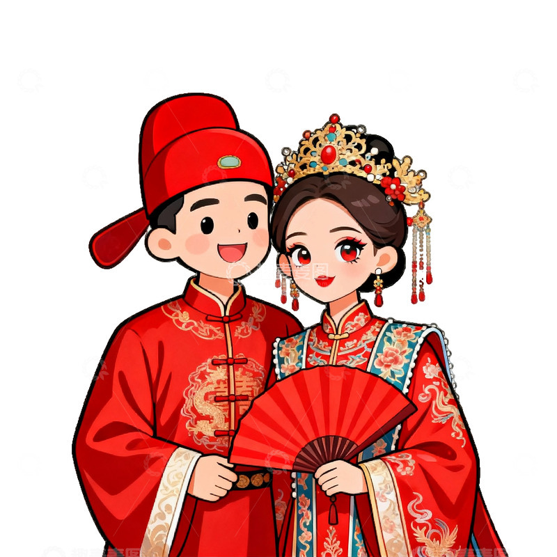 高清大图下载【趣麦麦图】卡通婚礼服饰插画