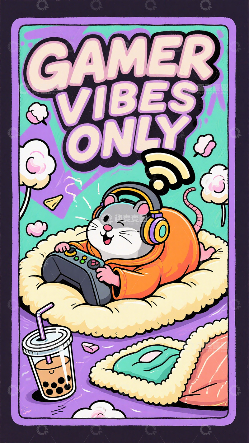 高清大图下载【趣麦麦图】潮流动物描边插画24