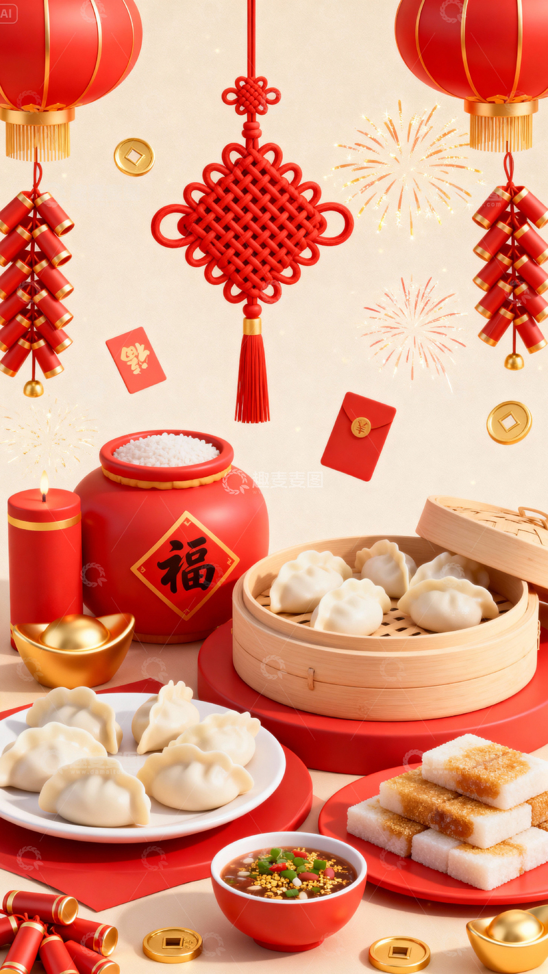 高清大图下载【趣麦麦图】新年元旦春节背景_竖屏032