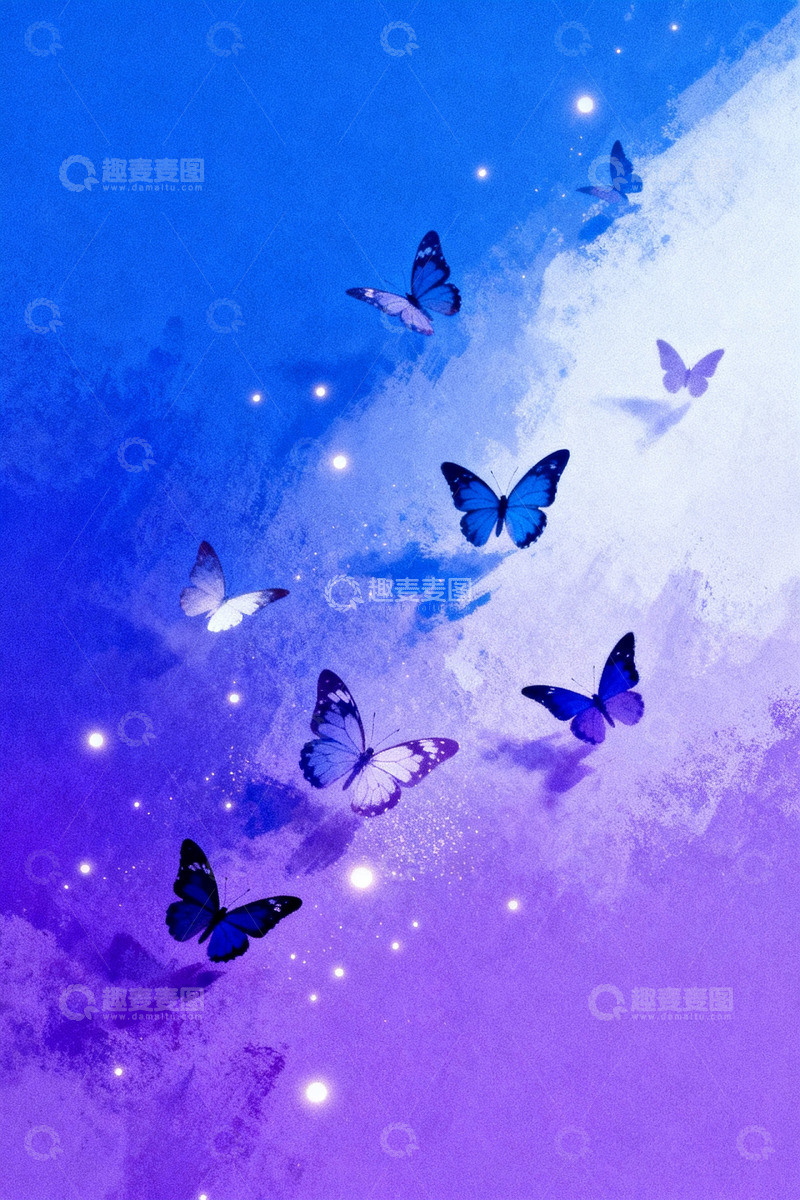 高清大图下载【趣麦麦图】蝴蝶迷幻治愈插画4