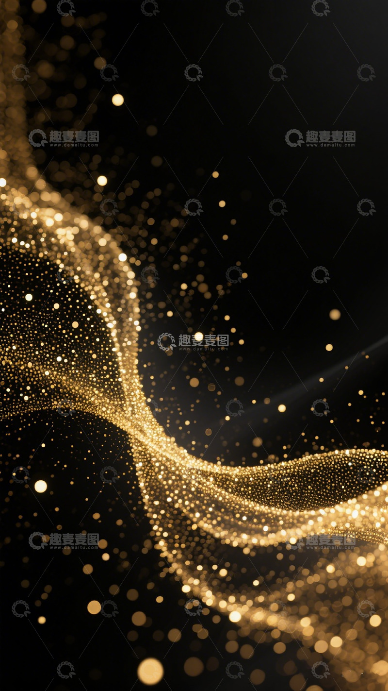 高清大图下载【趣麦麦图】金色粒子流动光效背景